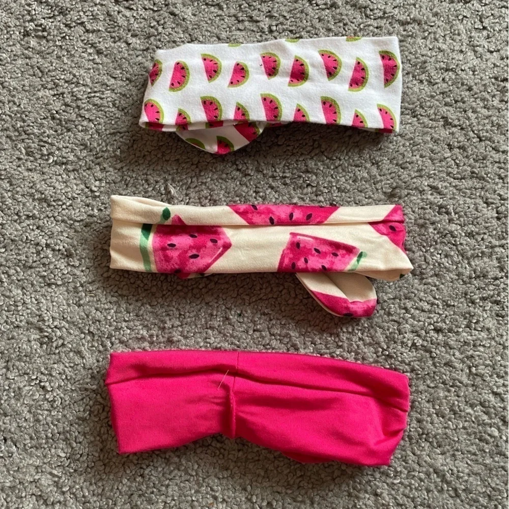 Set Of Three Watermelon Theme Girls Infant Toddler Headbands